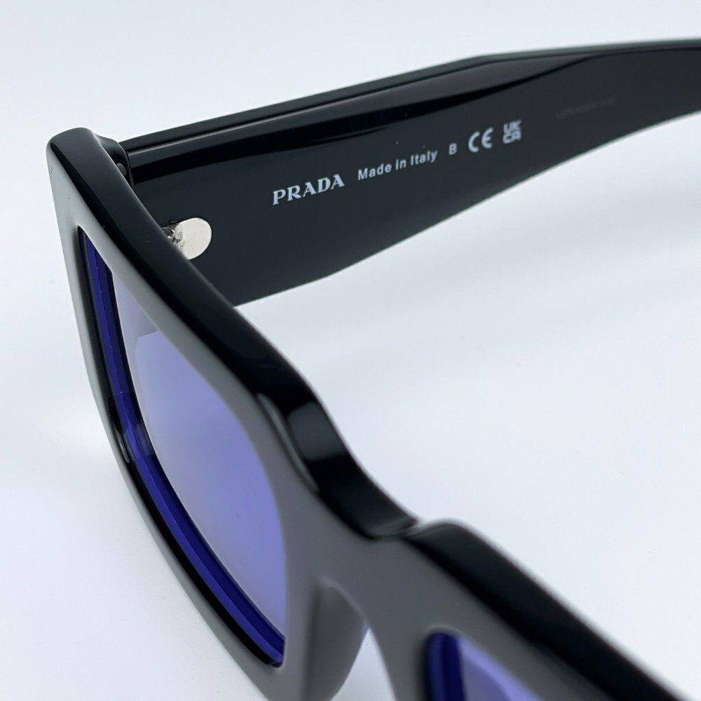 NEW Prada PR06YS 02Z01O Black Blue Rectangle Unisex Sunglasses - Picture 9 of 11